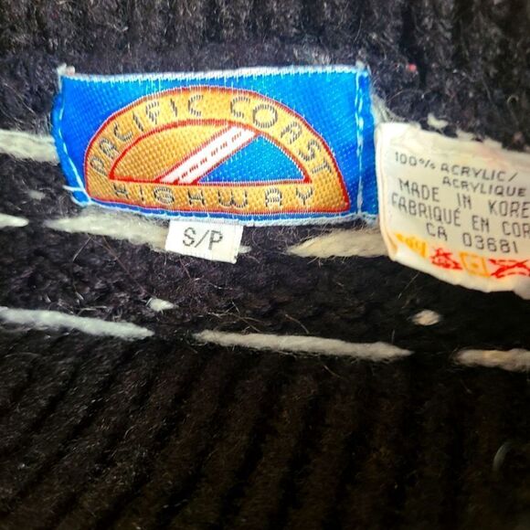 PACIFIC COAST HIGHWAY Sweater Crewel Embroidered Black Colorful size S/P - Picture 7 of 12